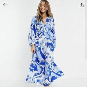 ASOS John Zack Blue and White Floral Women's Maxi Dress